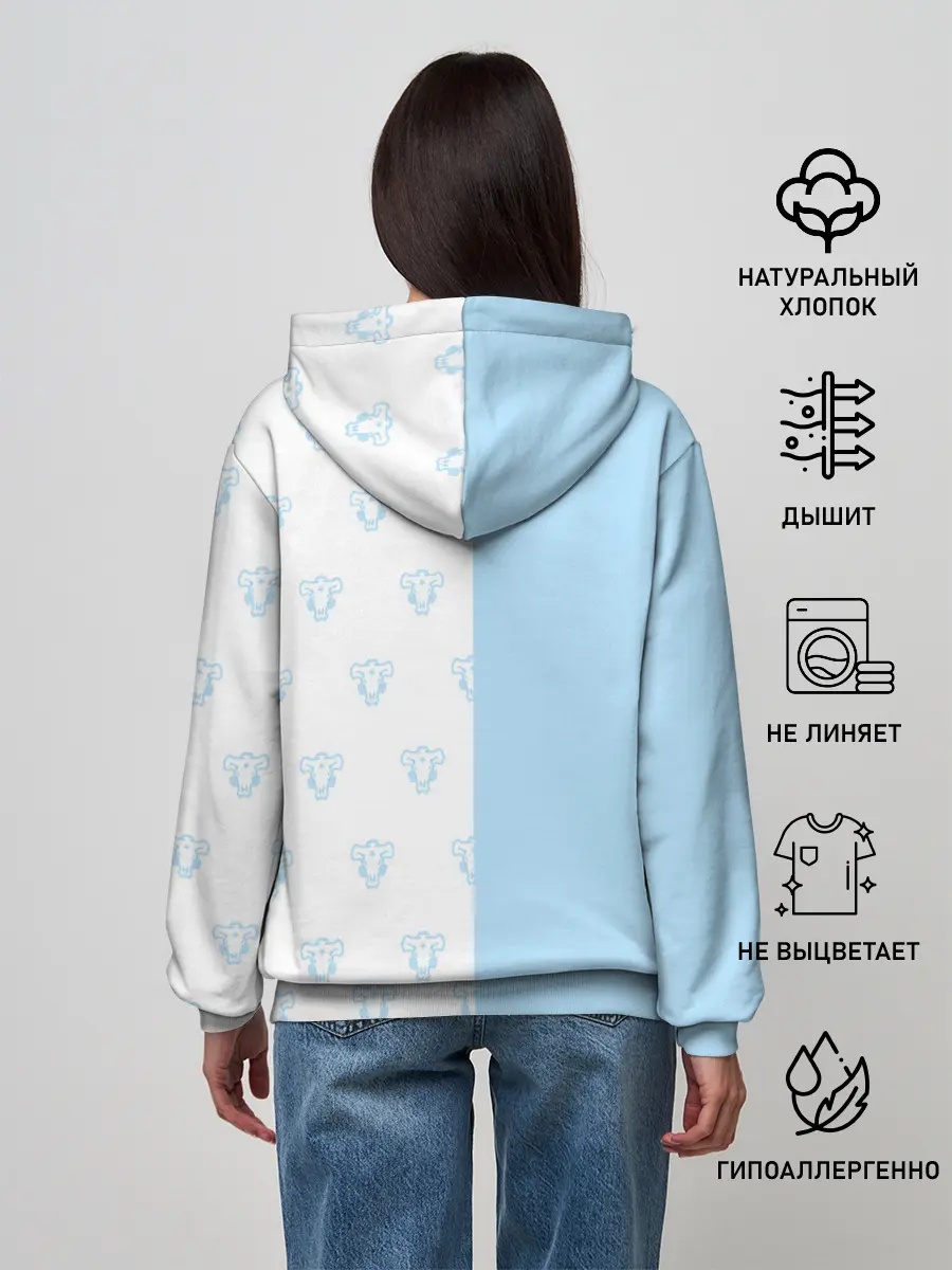 Женское худи / Чёрный клевер Неро в кармашке