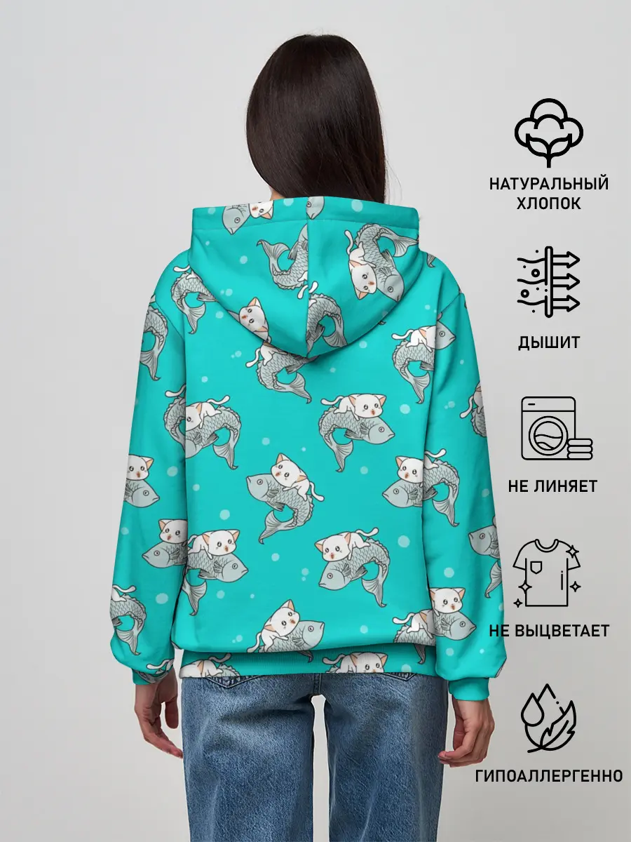 Женское худи / Котики и рыбки