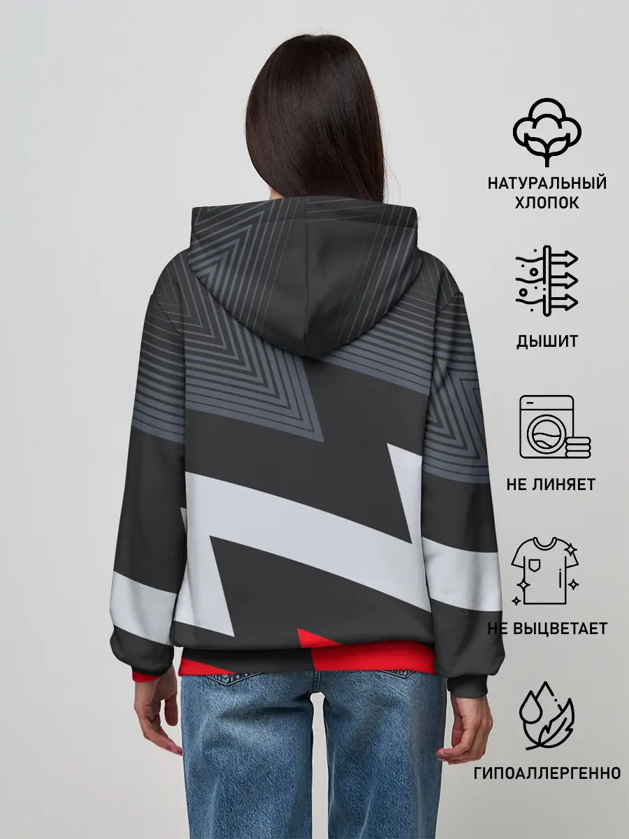 Женское худи / Черно-красные зигзаги