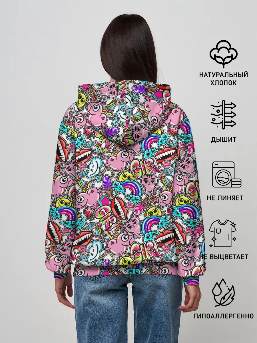 Женское худи / сумасшедший стикербомб