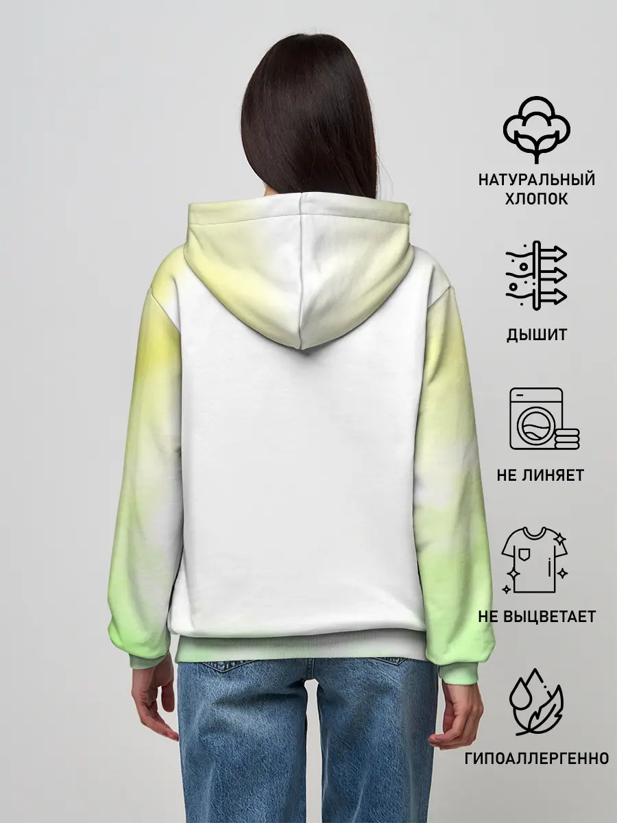 Женское худи / Чёрный клевер Юно кислотный