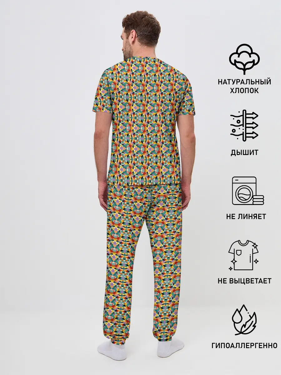 Мужская пижама с брюками / Цветные фигуры