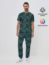 Мужская пижама с брюками / Синий абстрактный узор