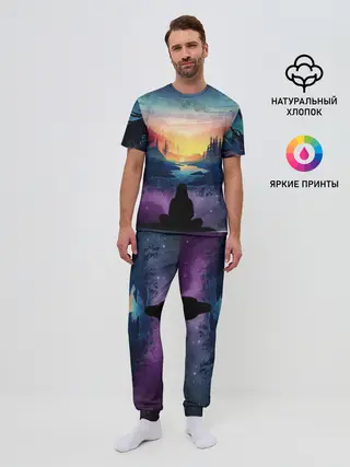 Мужская пижама с брюками / ПЕЙЗАЖ НАД ЗВЕЗДАМИ
