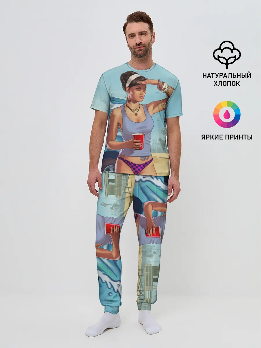 Мужская пижама с брюками / girl with coffee