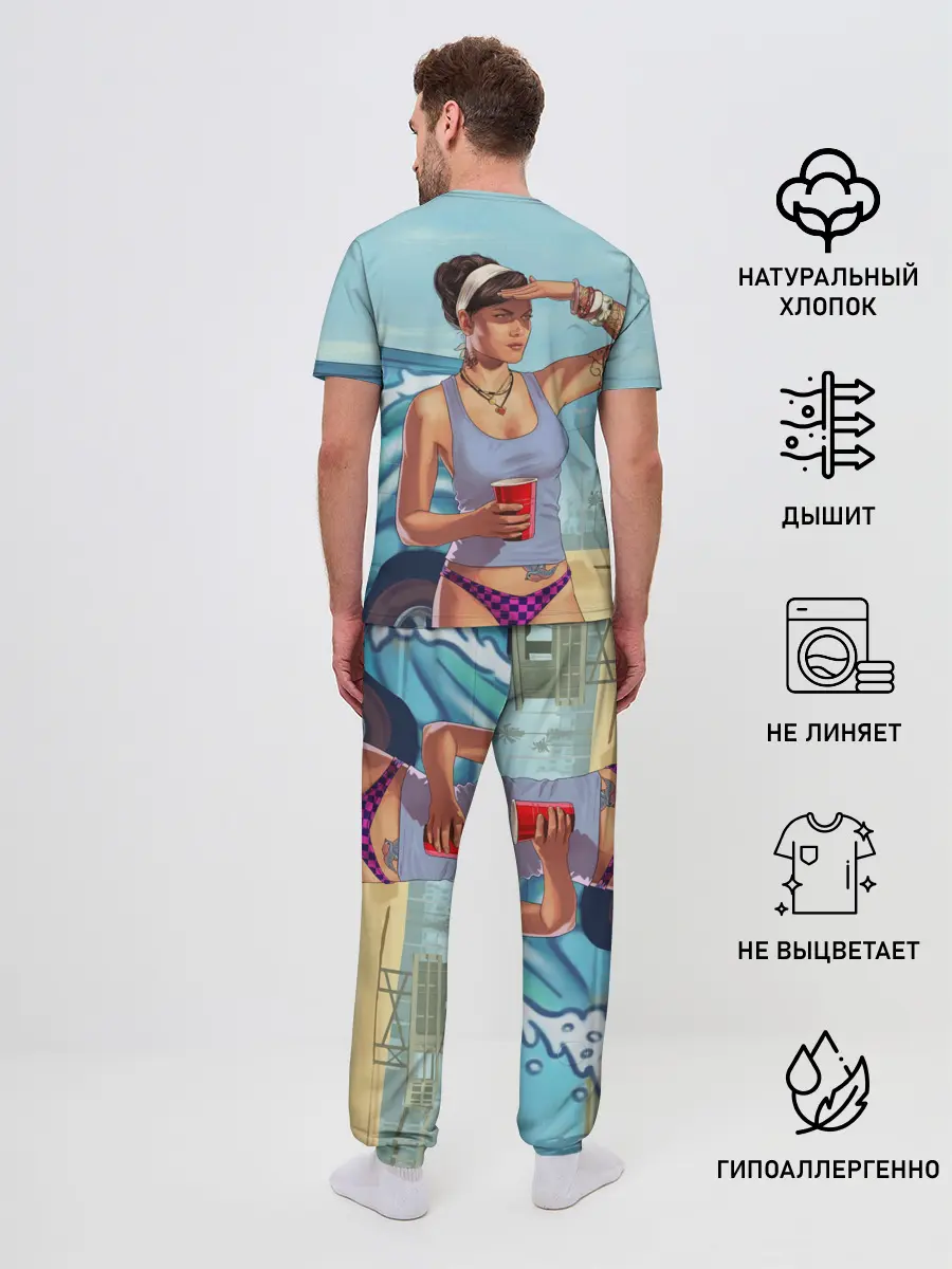 Мужская пижама с брюками / girl with coffee