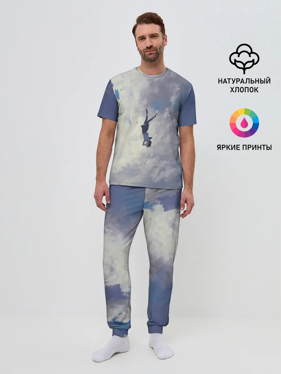 Мужская пижама с брюками / Летящая девушка