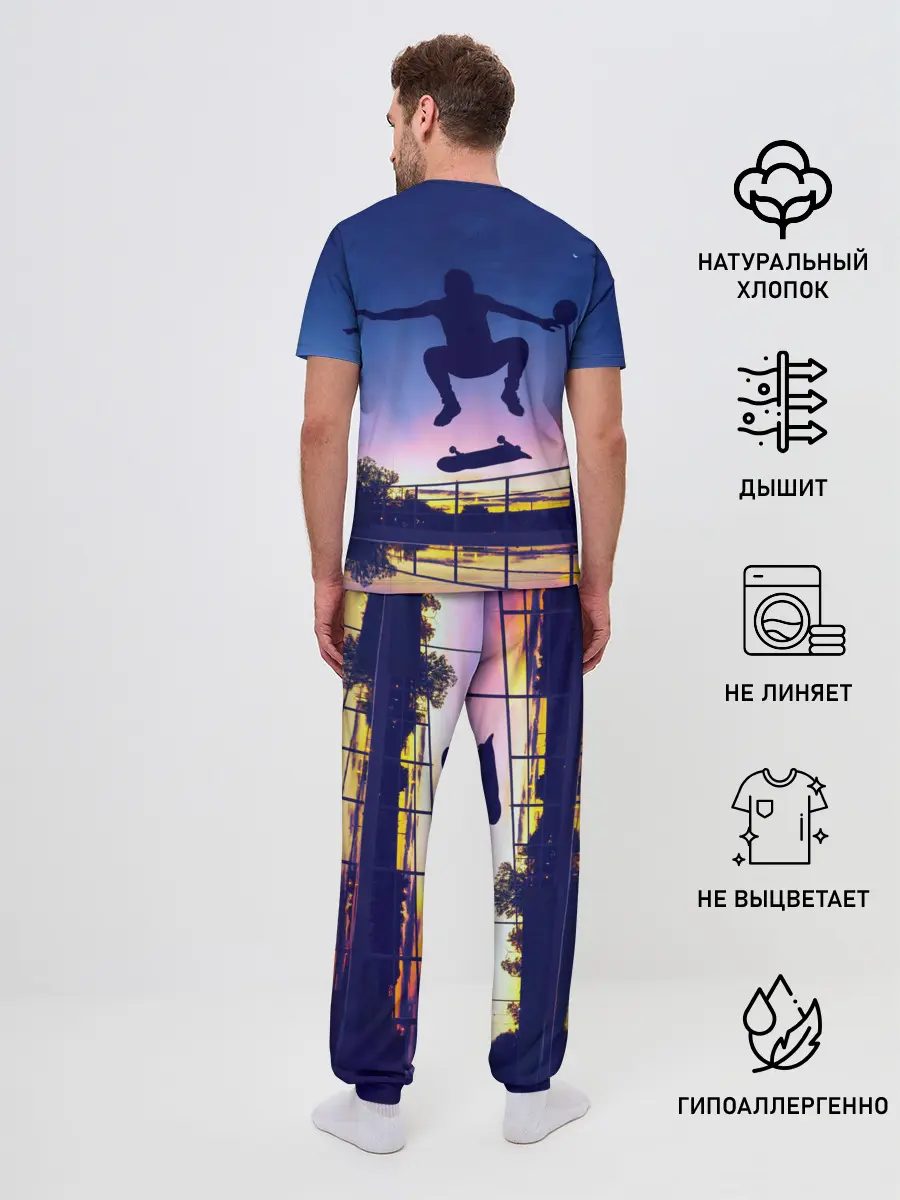 Мужская пижама с брюками / Skateboarding