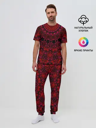 Мужская пижама с брюками / Акварельный калейдоскоп