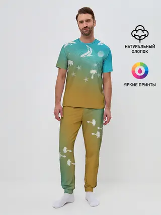 Мужская пижама с брюками / Морское ассорти