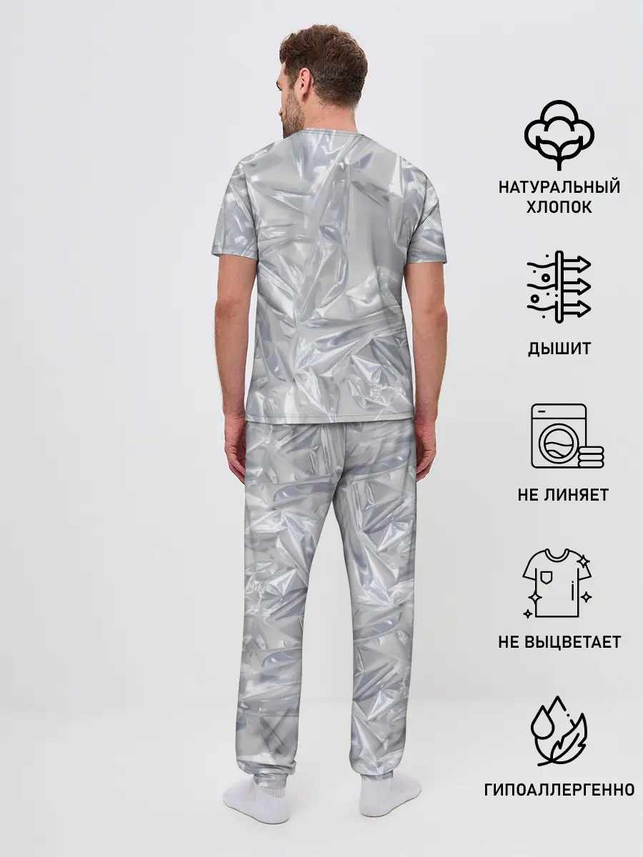 Мужская пижама с брюками / Голографичная фольга