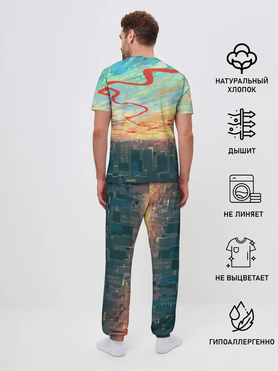 Мужская пижама с брюками / Токио красками