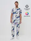 Мужская пижама с брюками / Этнический узор пэчворк