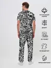 Мужская пижама с брюками / Graffiti black on white