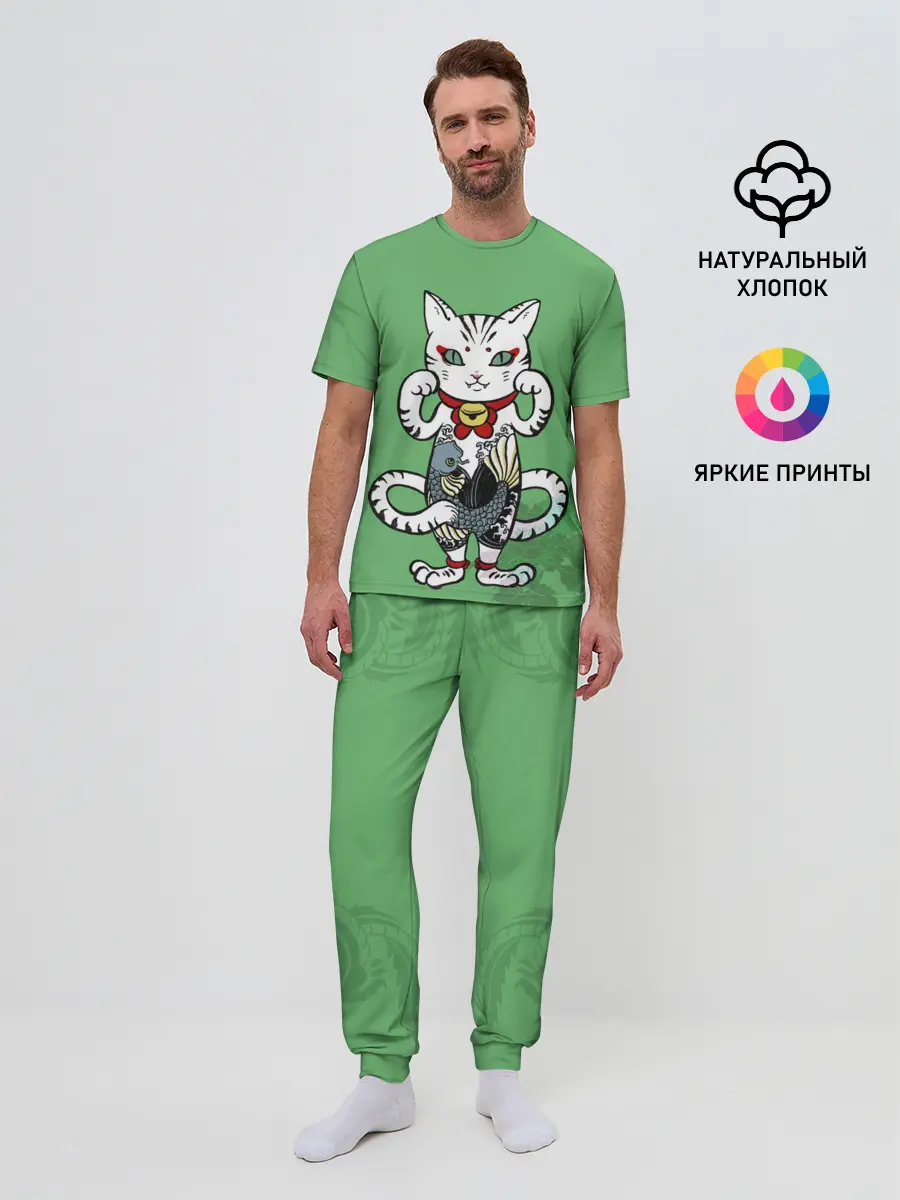 Мужская пижама с брюками / ЯПОНСКИЙ КОТ | JAPANESE CAT