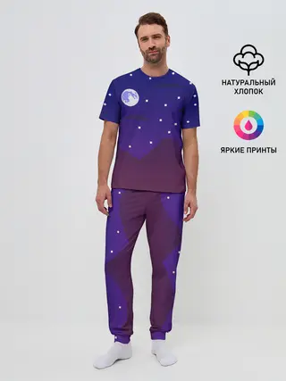 Мужская пижама с брюками / Пиксельная ночь | 8 bit