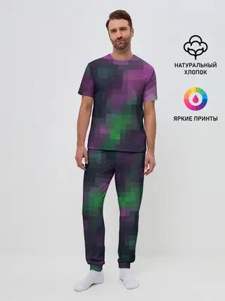 Мужская пижама с брюками / Разноцветный геометрический уз