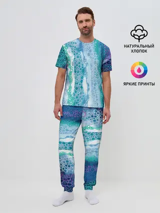 Мужская пижама с брюками / Водопад красочной пены