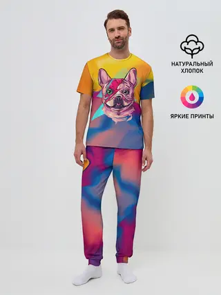 Мужская пижама с брюками / Собака с молнией