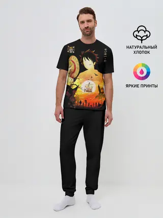 Мужская пижама с брюками / Силуэт Луффи One piece