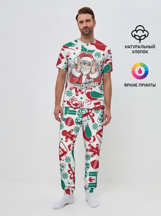 Мужская пижама с брюками / Merry Christmas3D