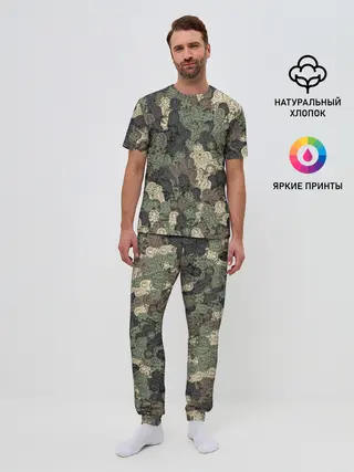 Мужская пижама с брюками / Камуфляж из матрёшек
