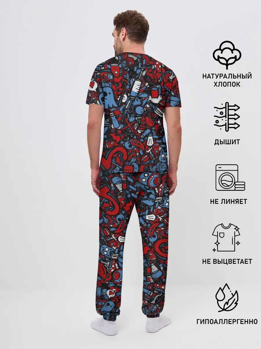 Мужская пижама с брюками / RedBlue stikers