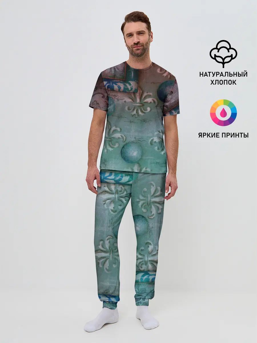 Мужская пижама с брюками / Объемная абстракция - Флер-де-лис