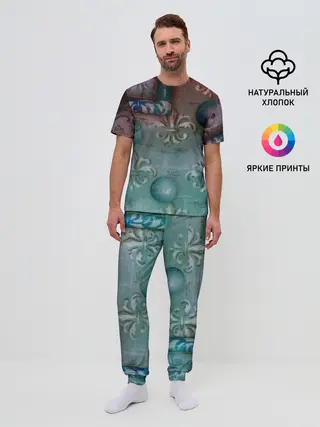 Мужская пижама с брюками / Объемная абстракция - Флер-де-лис