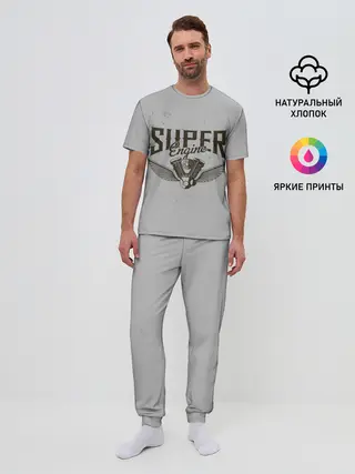 Мужская пижама с брюками / Супер движок