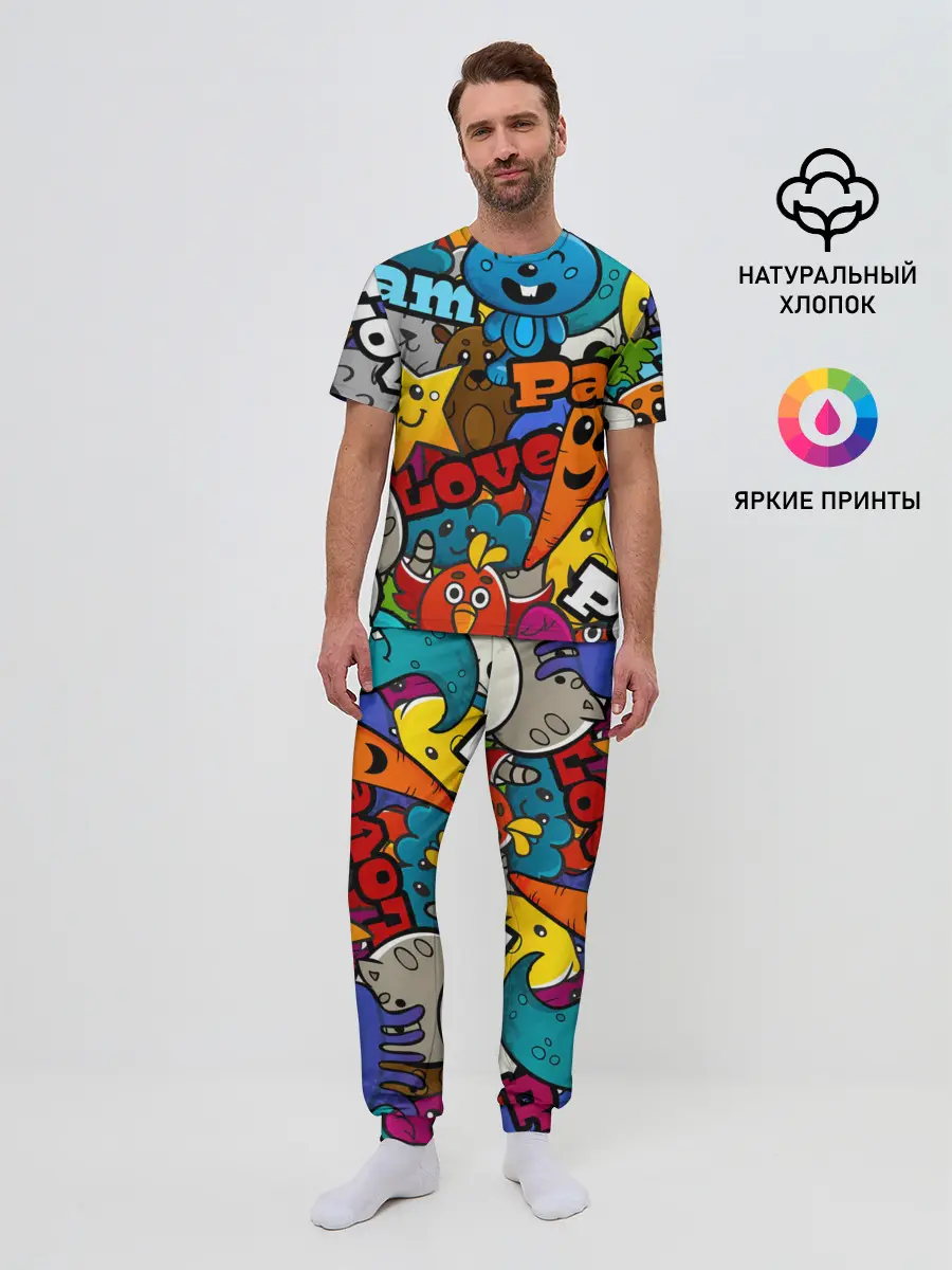 Мужская пижама с брюками / LOVE | PEACE | PARTY