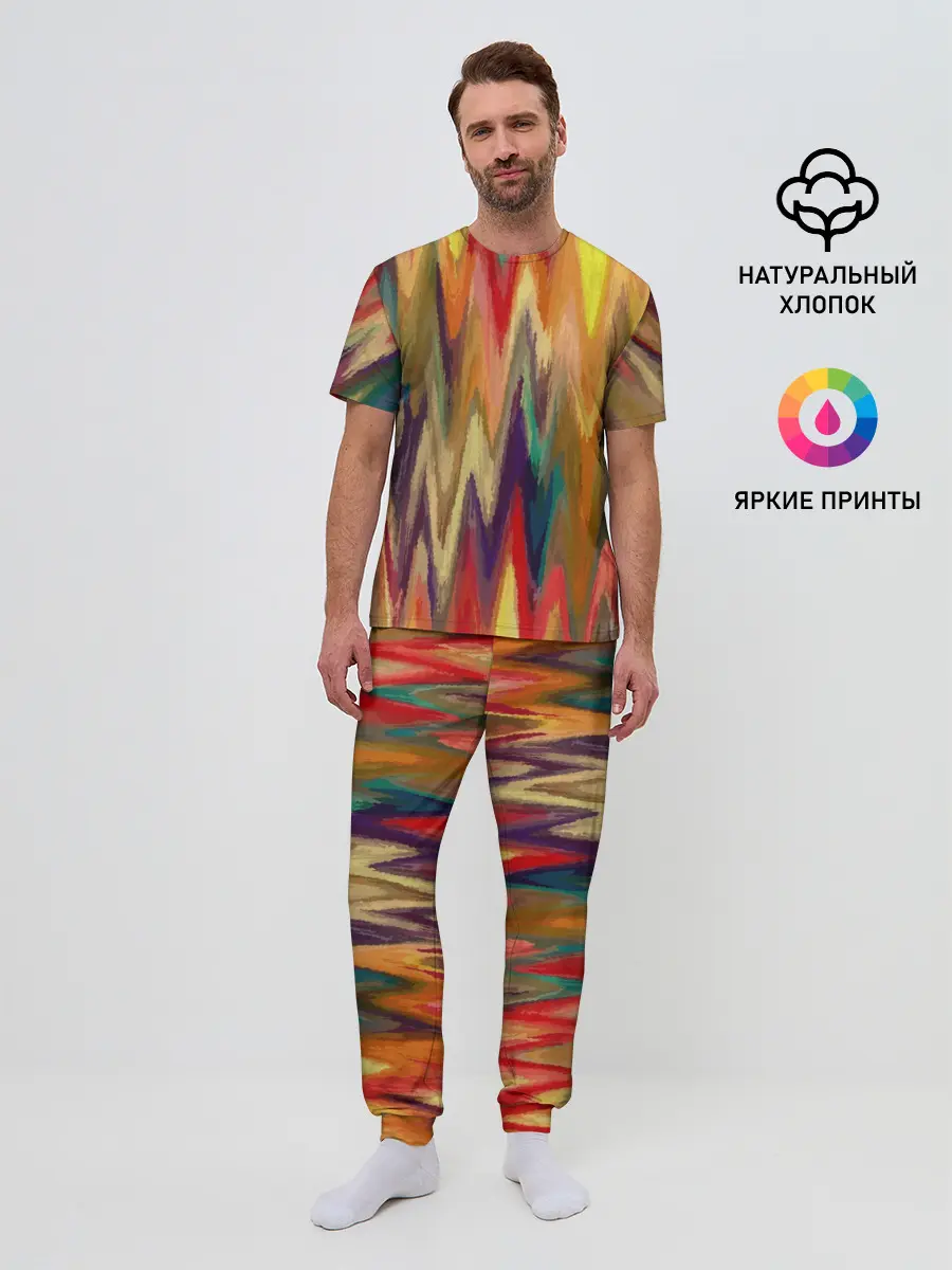 Мужская пижама с брюками / Секрет иката