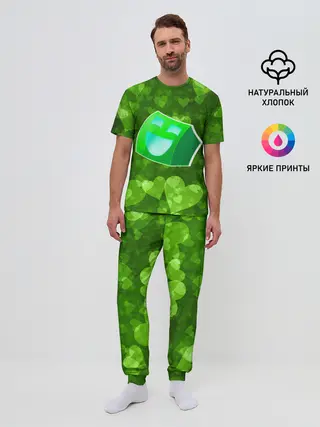 Мужская пижама с брюками / Geometry Dash | Green Love