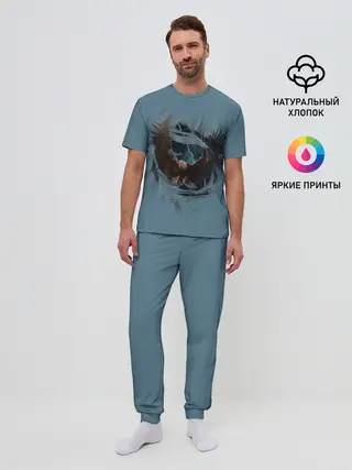 Мужская пижама с брюками / ОРЕЛ СКВОЗЬ ТКАНЬ