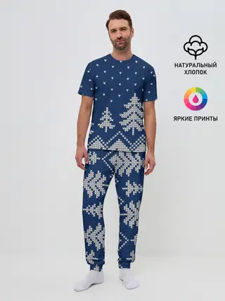Мужская пижама с брюками / Зимняя ночь