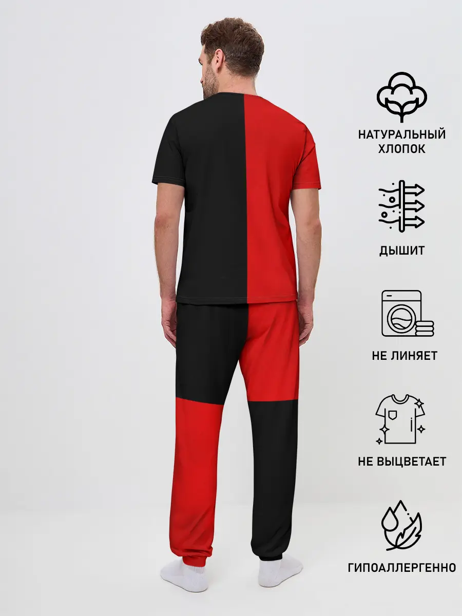 Мужская пижама с брюками / Smail Black and red