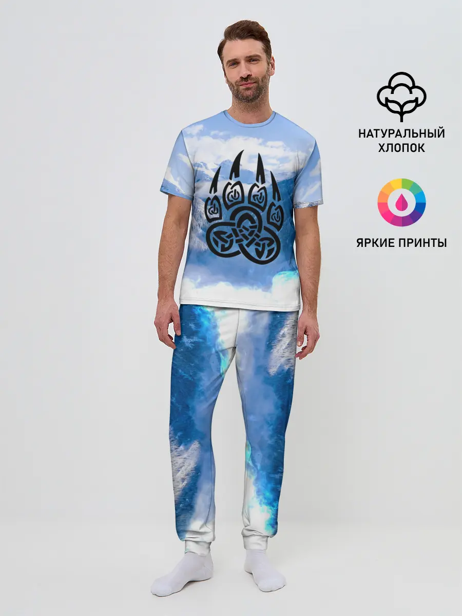 Мужская пижама с брюками / Печать Велеса | Волчья лапа