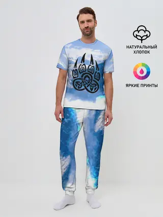 Мужская пижама с брюками / Печать Велеса | Волчья лапа