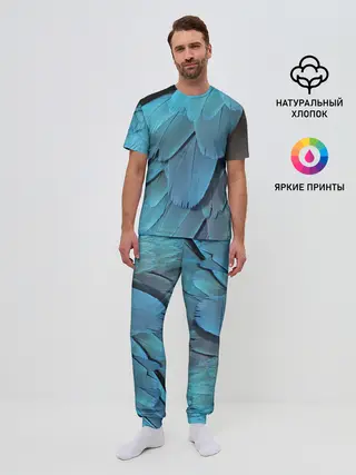 Мужская пижама с брюками / Перья попугая