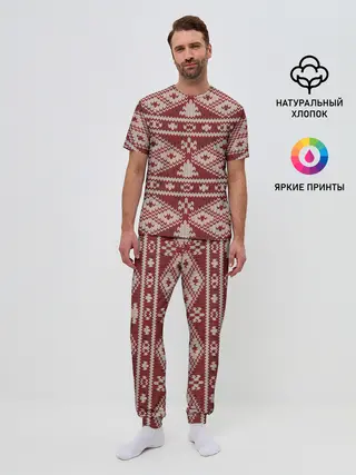 Мужская пижама с брюками / Вязаный рисунок
