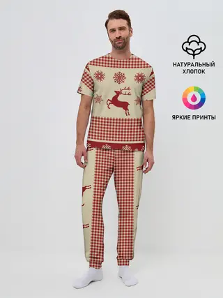 Мужская пижама с брюками / Олени