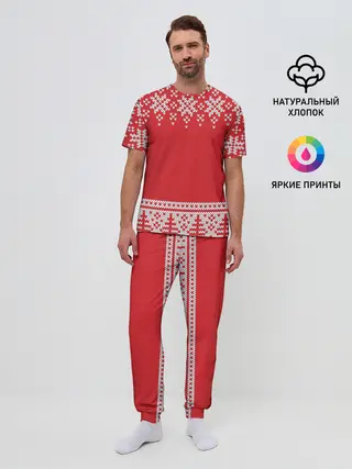 Мужская пижама с брюками / Зимний лес