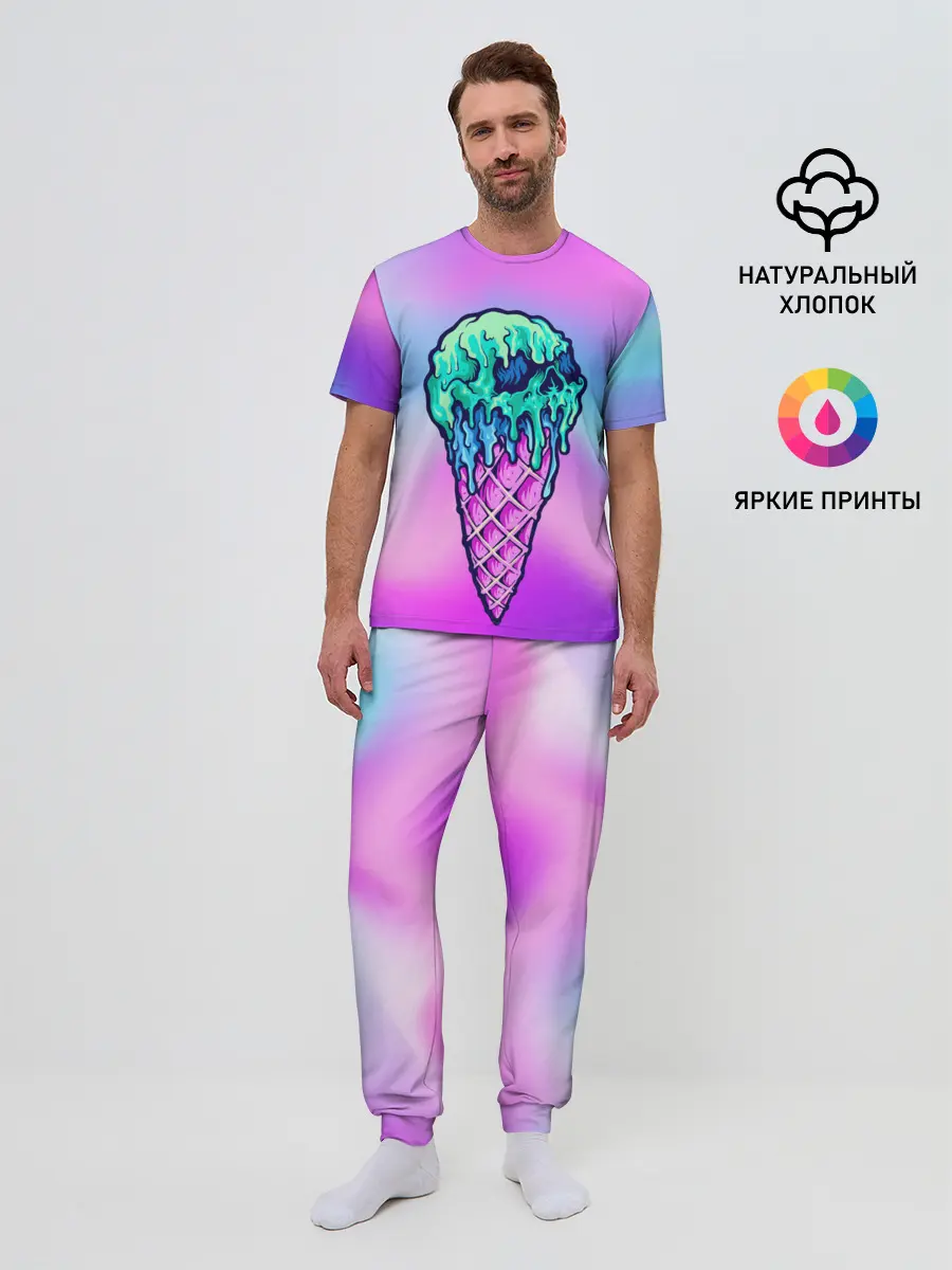 Мужская пижама с брюками / Мороженое | Ice Scream | Череп