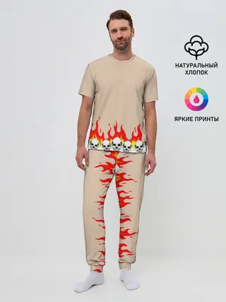 Мужская пижама с брюками / Черепа в Огне