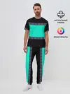 Мужская пижама с брюками / Черно-бирюзовый узор