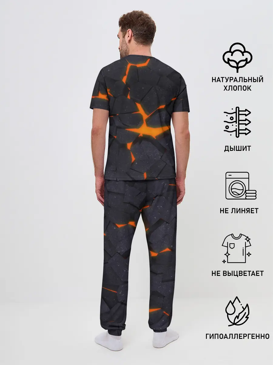 Мужская пижама с брюками / ТРЕЩИНЫ ЗЕМЛИ | 3D CRACKS | НЕОН