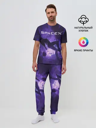 Мужская пижама с брюками / Space X Girl in zero gravity