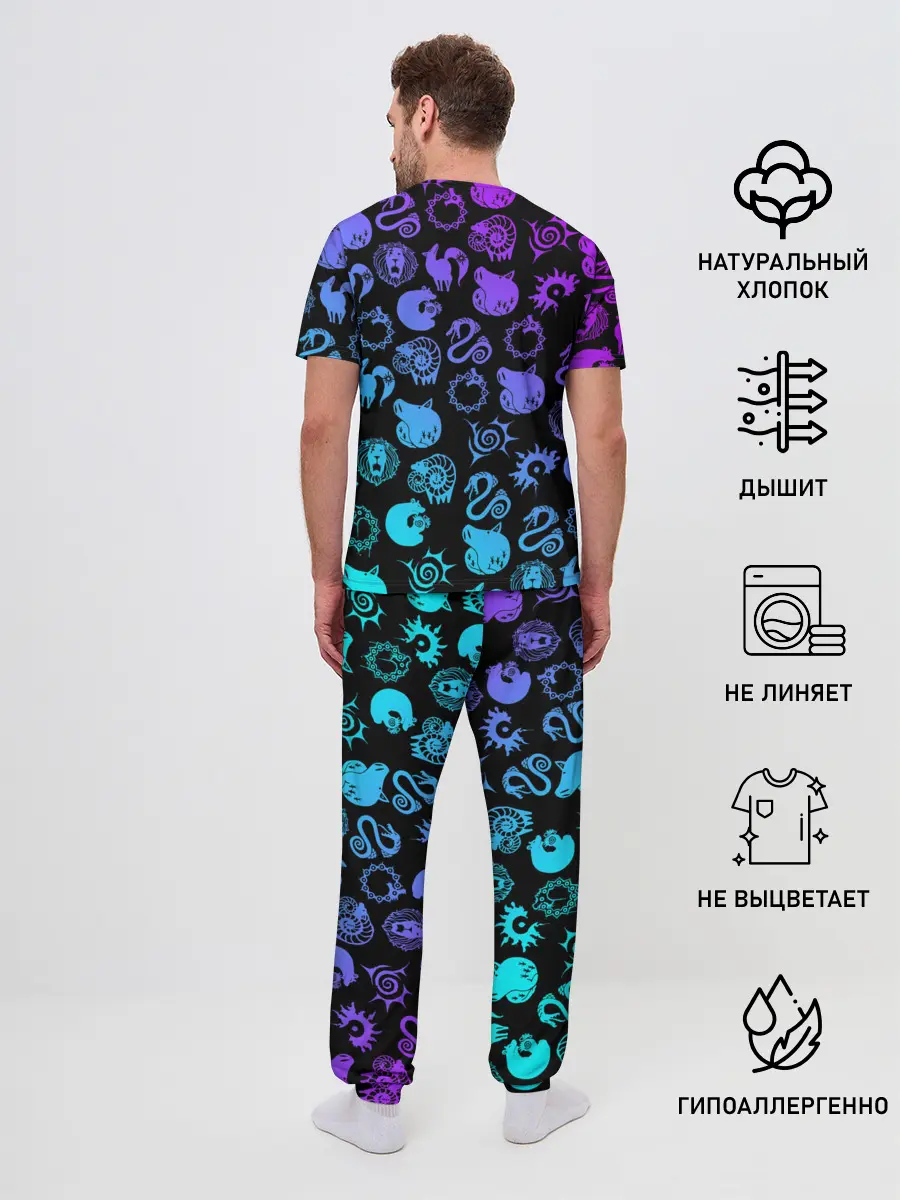 Мужская пижама с брюками / 7 СМЕРТНЫХ ГРЕХОВ НЕОН ЭМБЛЕМЫ