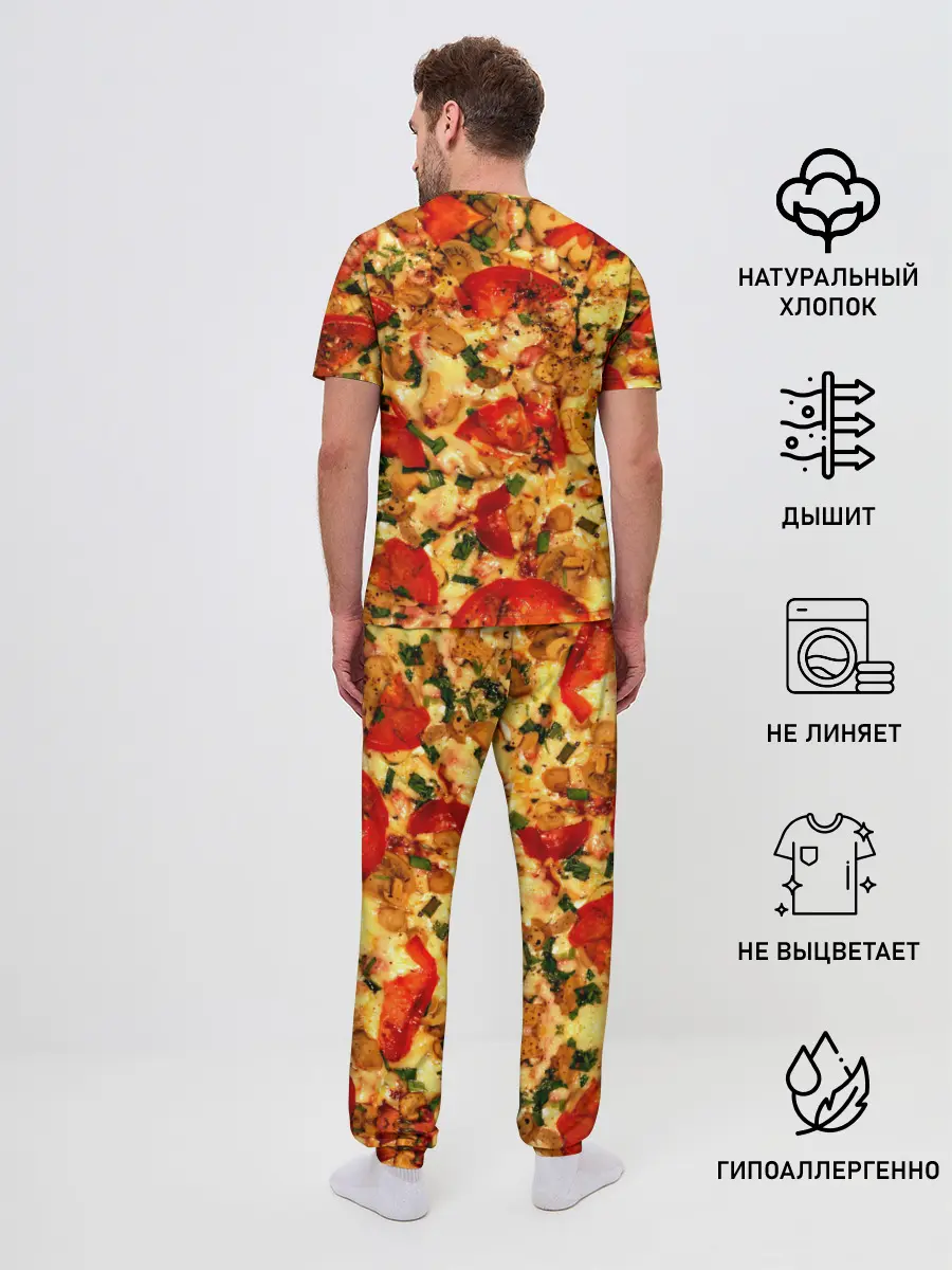 Мужская пижама с брюками / Пицца с грибами