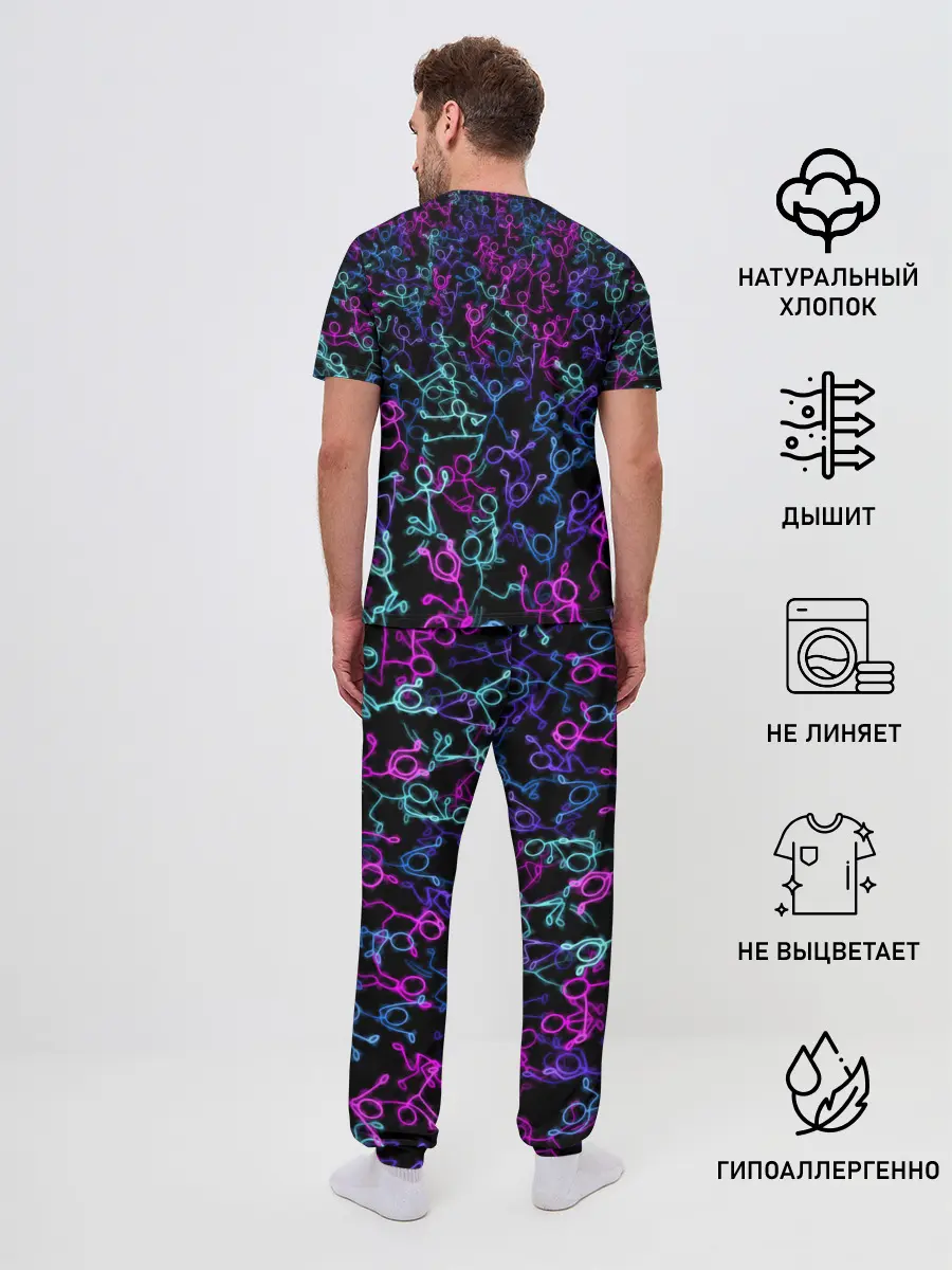 Мужская пижама с брюками / Neon Rave Party